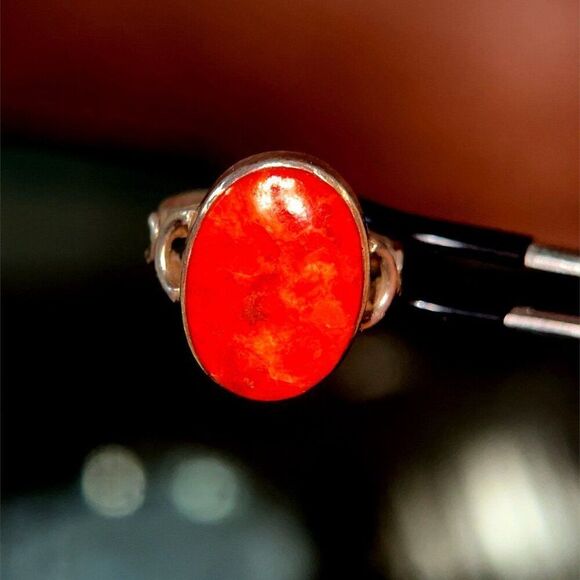 Sterling Silver 925 Reddish Color Stone Ring - Picture 4 of 7